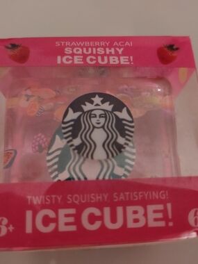 Starbucks Pink Strawberry Acai Squishy Ice Cube Phone Charm